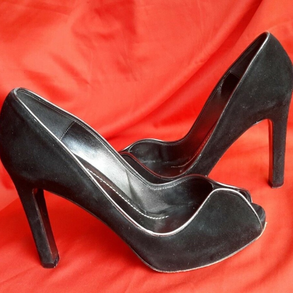 Black Suede Open Toe Diane von Furstenberg Shoes
